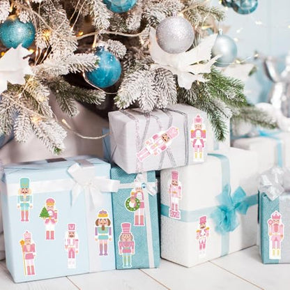 CNhoqc Christmas Nutcracker Sticker Rolls, 1000Pcs Pink Nutcracher Stickers | Self Adhesive, Waterproof Vinyl, Water Bottles Laptop, Christmas Birthday Party Favor, Stocking Stuffers, Greeting Card Makin - style: Christmas Nutcracker