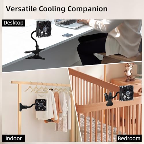 3.62" 92mm Quiet USB Clip on Fan with Strong Clamp and On/Off Switch | Low Noise and Gentle Breeze, for Desktop Router Tent Seedlings Electronic Equipment and DIY Ventilation Cooling Project - color: Black, size: 92mm