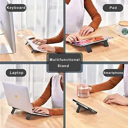 DRM 2-in-1 Mini Laptop Holder, Portable Notebook Stand with Cooling & Ergonomic Design, Black