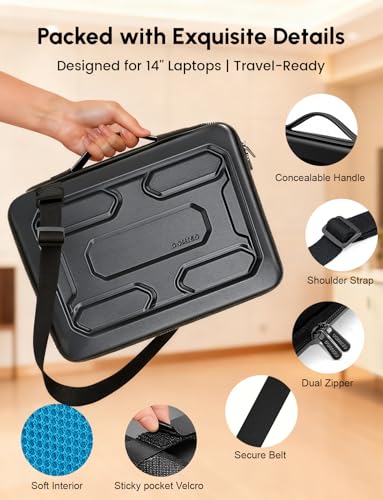 DOMISO 13.3 inch Laptop Sleeve Shoulder Bag Shockproof Waterproof Computer Bag EVA Protective Carrying Case Handbag for 13-13.3" Notebooks/13 MacBook Air/Pro Retina/Dell XPS 13/Samsung/HP, Black - size: 13.3 inch