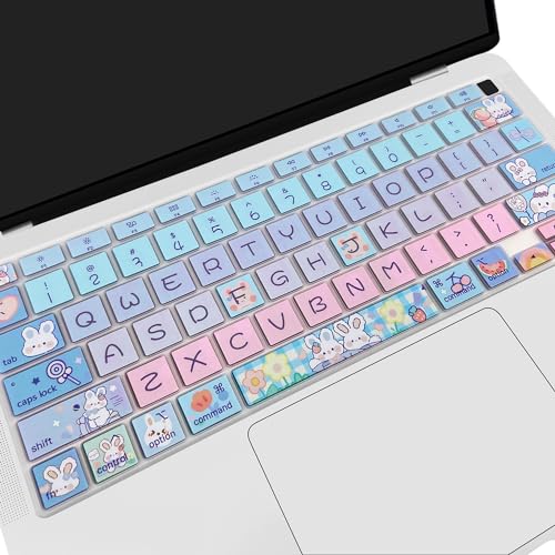 Silicone Keyboard Cover for MacBook Air 13 inch 2021 2020 Model A2179 A2337 M1 Chip, Cute Bunny - color: Cute Bunny