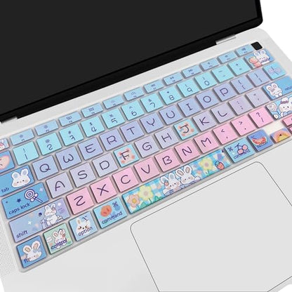 Silicone Keyboard Cover for MacBook Air 13 inch 2021 2020 Model A2179 A2337 M1 Chip, Cute Bunny - color: Cute Bunny