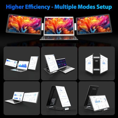 15.6" Laptop Screen Extender, Portable Triple Monitor for Laptops | FHD 1080P, USB-C/HDMI, Plug & Play, 120% sRGB, Low Blue Light, Detachable Monitor Extender for Wins/macOS 13.3"-17.3" - size: 15.6" Triple Monitor