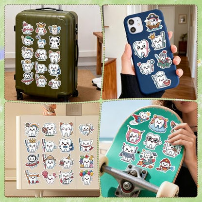 Cute Dental Tooth Stickers - 100 Pcs Tooth Dentist Water Bottle Stickers, Cartoon Waterproof Scrapbook Sticker, Vinyl Decals for Luggage Laptop Journal - style: Tooth Dentist
