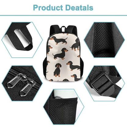 Women's Waterproof College Gym Backpack, Lightweight Large Travel Backpack, Casual Day Pack, Laptop Backpack Cartoon Dachshund Weiner Dog Pet Dogs - color: Color564