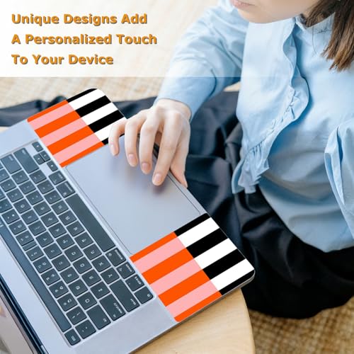 Universal Laptop Skin Sticker with 2 Wrist Pad Decals, 3-Piece Removable Vinyl Laptop Cover, Orange Black Stripes Waterproof Anti-Scratch, Easy-Trim Fit for 13.3" 14" 15.6" Laptops - color: Orange Black Stripes