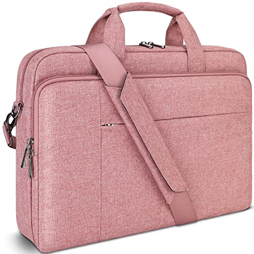 DOMISO 14 inch Business Laptop Messenger Tote Bag, Protective Cases for Laptop Computers, Travel Work Computer Briefcase Compatible with 15'' MacBook and 14 inch HP Dell Lenovo ASUS, Pink - color: Pink, size: 14 inch