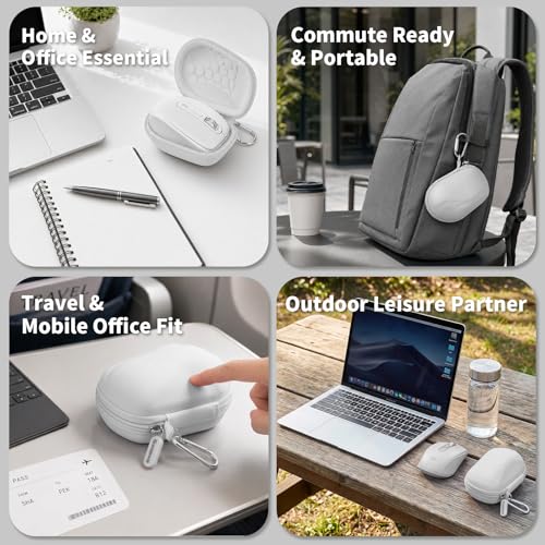Comecase Compact Mouse Case for Logitech MX Anywhere 3S/3/2S/2 | Hard Shell Storage, Raised Inner Dots, Accessory Groove, Carabiner, Travel and Business Use, Black, Bag Only - color: White