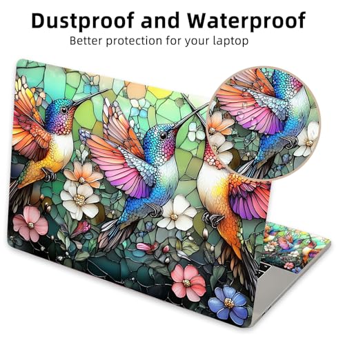 Aesthetic Laptop Skin Cover,12-15.6 Inch Universal Vinyl Sticker Decal,Waterproof Scratch-Resistant Notebook Wrap,Removable Residue-Free Protector,Hummingbird Floral Mosaic - color: Hummingbird Floral Mosaic