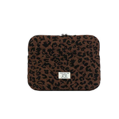 Cute Bow Puffy Laptop Sleeve 13-15 Inch Cute Quilted Laptop Protective Case Padded Bow Computer Sleeve for MacBook (Leopard Coffee, 13inch) - color: Leopard Coffee, size: 13inch