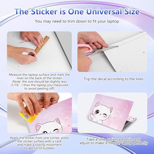 Laptop Skin Sticker Decal Cover,Cute Pink Cat | DIGTIALL Universal Laptop Skin Sticker, Waterproof Removable Notebook Decal Protector Cover for 12 13 14 15 Inch Laptops - color: Cute Pink Cat