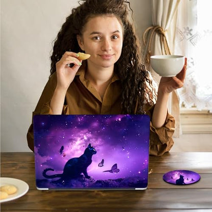 Laptop Skin Sticker Decal 15.6 Inch,12 13 13.3 14 15 15.6 in Laptop Netbook Skins for Notebook,Art Decal Removable Waterproof Scratch Resistant,Universal Vinyl Cover,Galaxy Cat Purple - color: Galaxy Cat Purple