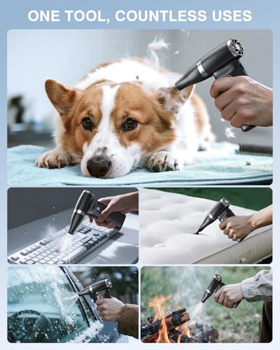 Compressed Air Duster Electric Blower Cordless Canned Air Substitute | 90000RPM 60 MPH High Wind Speed 6000mAh Battery Powerful Cleaner for Computer, Car, Home, etc.