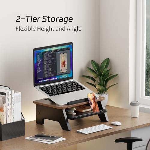 AFOOYO 2-Tier Laptop Stand,Adjustable Riser,Desk Organizer Accessories Ventilated Cooling Ergonomic Computer Holder 10-15.6" Notebook,Desktop Storage Compatible with MacBook,Dell,HP,Lenovo - size: Short