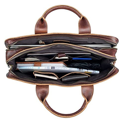 Laptop Briefcase Large Capacity, Dual Compartment Expandable 15.6" Portfolio for Business - color: Dark Coffee