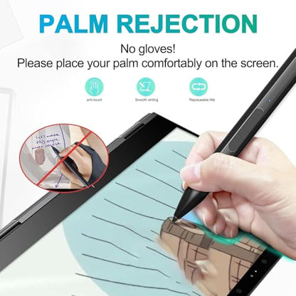 Active Pen, Stylus Pen for Touchscreen Laptop with 4096 Pressure Levels, Rechargeable Digital for Drawing and Writing with Palm Rejection (Black) - color: Black