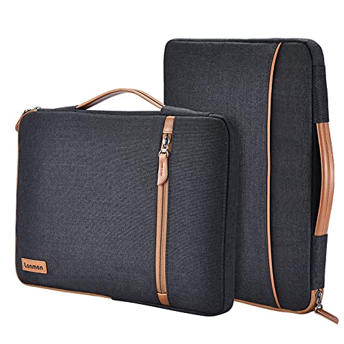 LONMEN 14 Inch Laptop Sleeve 360-Degree Protection with Retractable Handle, Water-Resistant Laptop Bag for 14" Laptops (Lenovo/Acer/ASUS/Dell/HP), MacBook Pro 14, Brown - size: 14 Inch