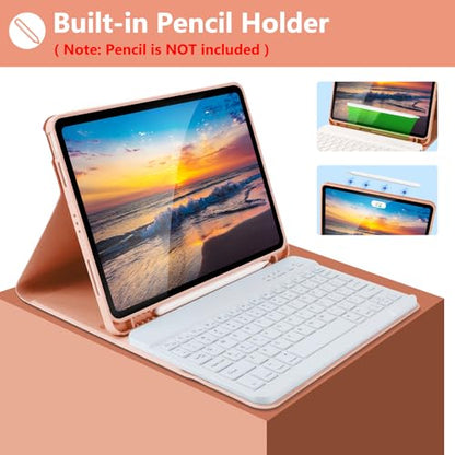 KBCASE for iPad Air 11 inch (M4/M3/M2) Case with Keyboard, Champagne | Keyboard Case for iPad Air 5th/Air 4th/Pro 11 2018, Detachable Wireless Keyboard, Pencil Holder - color: Light Champagne