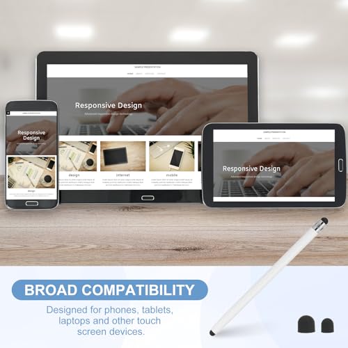 PATIKIL 5 Pcs Stylus Pens for Touch Screens, 2 in 1 High Sensitivity Universal Pen Capacitive Stylus for Phone Tablets Laptop Touch Screen Devices, White - color: White