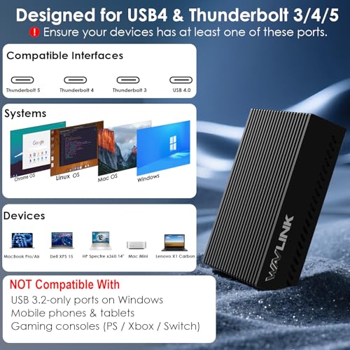 WAVLINK USB4 to 10Gbps Ethernet Adapter, USB-C to 10G Ethernet Network Adapter with AQC113 Chip, Supports Thunderbolt 3/4/5 & USB4, for Mac, Windows & Linux (Driver Required on Windows & Linux) - color: NWU342G-BK