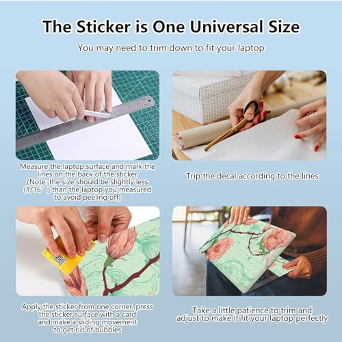 Universal Laptop Skin Sticker with 2 Wrist Pad Skins, Waterproof Scratch Resistant Vinyl Laptop Cover Decal, Cut to Fit for 11–15.6 Inch MacBook HP Dell Lenovo, Magnolia - color: Magnolia