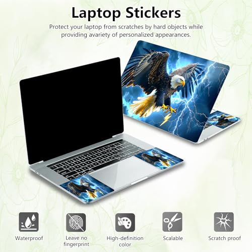 Laptop Skin Sticker Decal, Universal Reusable Vinyl Laptop Cover for 12" 13" 13.3" 14" 15" 15.4" 15.6" Notebook PC, Waterproof Scratch-Resistant with 2 Wrist Pads, Easy to Apply & Remove,Eagle - color: Eagle
