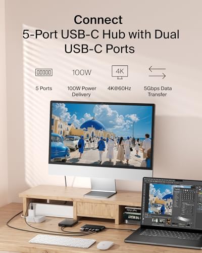 Belkin USB-C Hub 5-Port 4K HDMI 2.0 100W PD for MacBook, iPad & laptops | 5Gbps data transfer, 4K HDMI 2.0 display support, compatible with iPad Pro, Chromebook, and Neo MacBook - style: 5-in-1 USB-C Hub