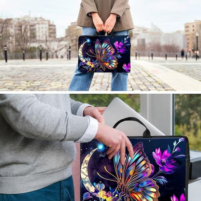 Laptop Bag,14 15 15.6 inch Laptop Case Sleeve,Computer Sleeve with Handle for Women Men,Carrying Case for MacBook,Dell,Lenovo,Notebook Computer,Glitter Butterfly Moon - color: Glitter Butterfly Moon