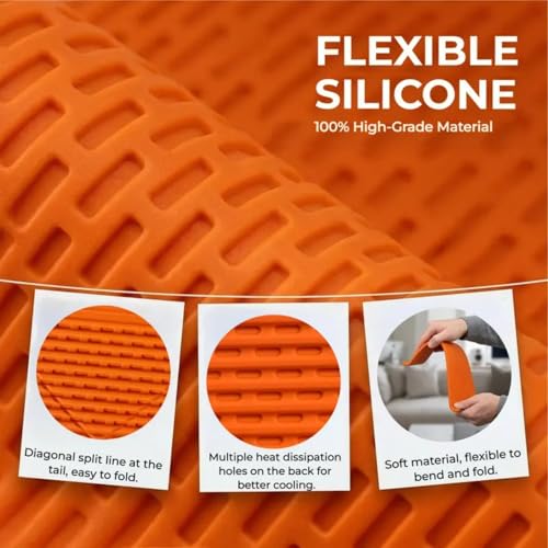Flexible Silicone Aluminum Phone Stand, Bendable Rollable Foldable Design Wrap Around Mount Holder for Laptop, Desk, Bed and Travel, Creative Shape-Shifting Lazy Bracket (Orange) - color: Orange