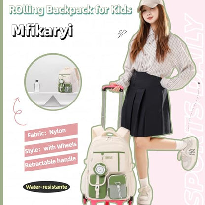 Mfikaryi Kids Rolling Backpack for Girls Boys, Wheeled School Bag Bookbag Kids Backpack with 2 Wheels - color: Two Wheels-purple, style: Two Wheels