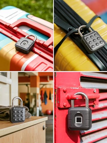 NexusLab Fingerprint Padlock for Gym Locker, 0.5s Biometric Smart Lock with Keyless Entry, IP67 Waterproof & Anti-Cut Stainless Steel, Stores 20 Prints, Ideal for Outdoor Gate & School, No App Needed