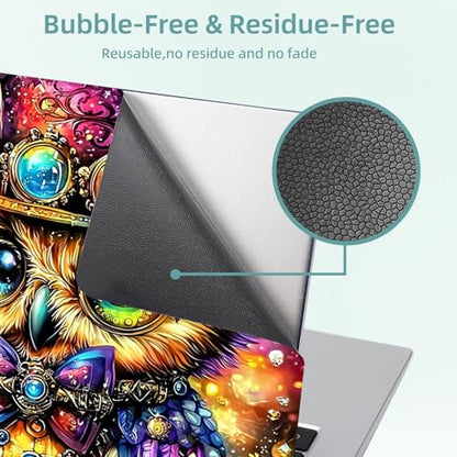 Universal Laptop Skin Decal, 3-Piece Vinyl Protector for 12 13 14 15.6" Notebook, Waterproof Anti-Scratch, Easy Trim & Bubble-Free Finish, Owl Wearing a Top Hat and Holding a Cup - color: Owl Wearing a Top Hat and Holding a Cup