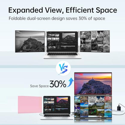 InnoView 18.5" 100Hz Dual Portable Monitor Built-in Speakers 115% sRGB 315°Adjustable Dual Stacked Folding Monitor (Wins/Mac) 1080P Laptop Screen Extender for Laptop(No Driver Needed) - size: 18.5 inches