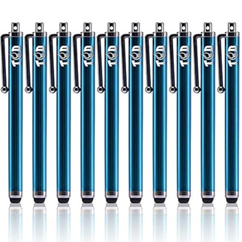 TCD 10 Pack Stylus Pen Set - Touch Screen Devices, Thick Rubber Tip - Aqua | Universal Capacitive Pen for iPad, iPhone, Tablet, Laptop, Premium Bulk Stylus Pens for Writing, Drawing, and Note Taking - color: Aqua, size: 10 Pack