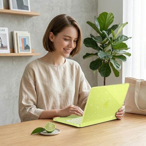 DONGKE Glitter Case for MacBook Neo 13 Inch 2026 (Model A3404 | A18 Pro Chip) | Clear Sparkly Hard Shell Cover with Screen Protector | Keyboard Cover & 2 USB-C Adapters - Bling Citrus - color: Bling Citrus