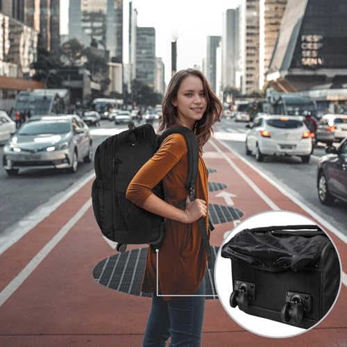 MATEIN Rolling Backpack with 4 Wheels, 17 inch Spinner Backpack for Men | Water Resisatnt Large Busines Travel Wheeled Bag, Airline Approved Roller Carry on Luggage Suitcase Bag, Black - color: Black, size: 17 inch