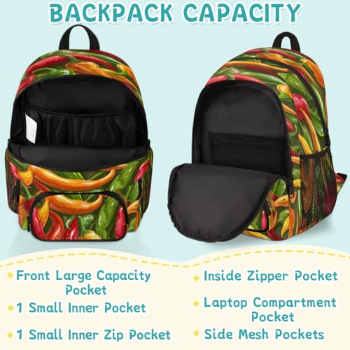 Vegetables Laptop Backpack for Women Men, 18.3 Inch Travel Work Backpacks, Chili Peppers Waterproof Computer Casual Daypack Nurse Teacher Bags - color: Multicolor 20