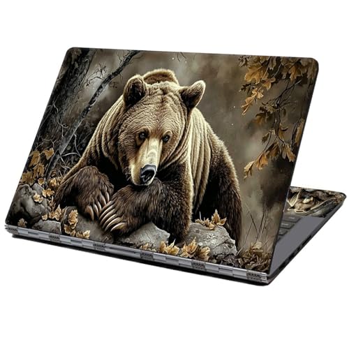 Laptop Skin Sticker Decal 12" 13" 13.3" 14" 15" 15.6",Waterproof Scratch Resistant Vinyl,Reusable Easy to Apply,for MacBook HP Dell Notebooks Netbooks Laptop,2 Wrist Pads,Autumn Bear Forest - color: Autumn Bear Forest