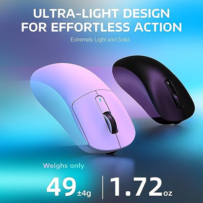 ATTACK SHARK X3 49g Ultra-Lightweight Wireless Gaming Mouse, White | Bluetooth 5.2/2.4G Wireless/Wired, PAW3395 Gaming Sensor, 26K DPI, 200h Battery Life, Programmable Buttons for PC/Mac/Win - color: White