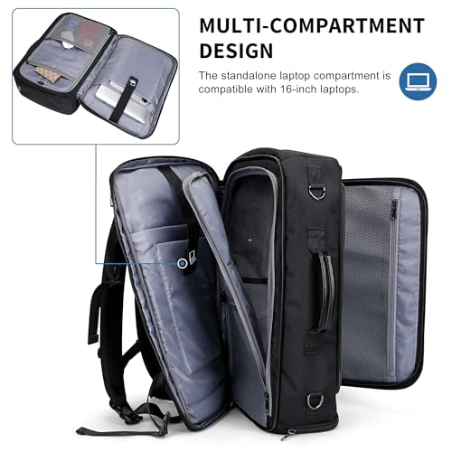 WITZMAN Travel Backpack for Men 35L TSA Friendly Flight Approved | Nylon Laptop Backpack Multi-pocket Fits 16 Inch, Carry-on Luggage, Shoe Compartment, For Business Trip, Vacation, B718 Black - color: Black