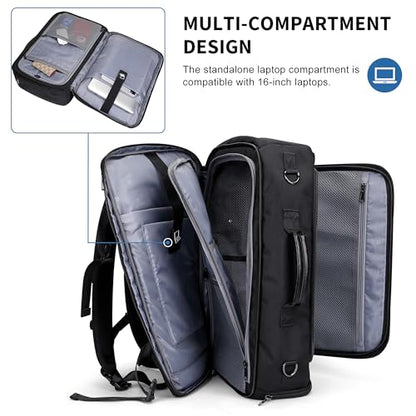 WITZMAN Travel Backpack for Men 35L TSA Friendly Flight Approved | Nylon Laptop Backpack Multi-pocket Fits 16 Inch, Carry-on Luggage, Shoe Compartment, For Business Trip, Vacation, B718 Black - color: Black