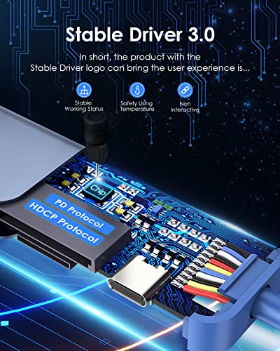 LENTION 7-in-1 USB C Hub, 4K@60Hz HDMI, 100W PD, Card Reader, USB 3.0 & 2.0 | Plug and Play, Stable Driver 3.0 Certified, for macOS, iOS/iPadOS, Windows & ChromeOS (CB-CE18, Blue) - color: Blue