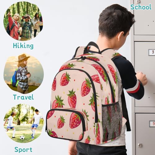 Strawberry Laptop Backpack for Women Men, 18.3 Inch Travel Work Backpacks, Strawberries Waterproof Computer Casual Daypack Nurse Teacher Bags - color: Multicolor 11