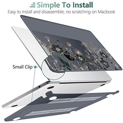 MEEgoodo Case for M5/M4/M3/M2 MacBook Air 13 inch Case 2026 2025 2024 2022, Fit Model A3449/A3240/A3113/A2681, Laptop Hard Shell Compatible with MacBook Air 13.6-inch, Golden Flowers & Herbs - color: Golden Flowers & Herbs