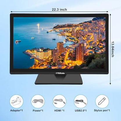 FYHXele 24 Inch Touchscreen Monitor, IPS FHD 1080P Touch PC Display, 100Hz, LED Backlit Multi-Touch Monitor, VESA, HDMI & VGA & USB Computer Touch Screen for Gaming, Business, Warehouse, Bar, Gym - color: Black-24"