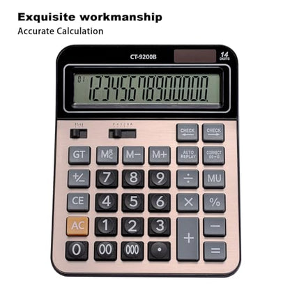 Large Computer Electronic Calculator Counter Solar & Battery Power 14 Digit Display Multi-Functional Big Button for Business Office School Calculating (HY-9200B) - color: HY-9200B