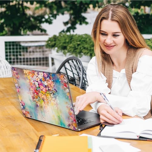 Laptop Skin Sticker Decal, Universal Reusable Vinyl Laptop Cover for 12" 13" 13.3" 14" 15" 15.4" 15.6" Notebook PC, Reusable Waterproof Scratch-Resistant with 2 Wrist Pads,Art Watercolor Flowers - color: Art Watercolor Flowers