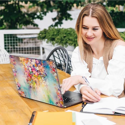 Laptop Skin Sticker Decal, Universal Reusable Vinyl Laptop Cover for 12" 13" 13.3" 14" 15" 15.4" 15.6" Notebook PC, Reusable Waterproof Scratch-Resistant with 2 Wrist Pads,Art Watercolor Flowers - color: Art Watercolor Flowers