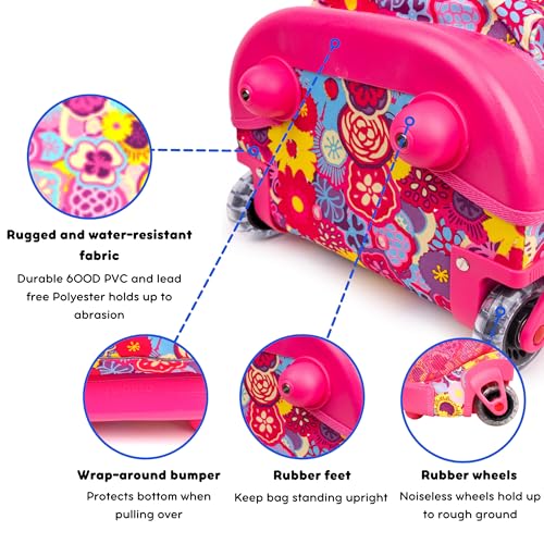 J World Sunny Rolling Backpack for Kids. Roller Bag With Wheels, Poppy Pansy - color: Poppy Pansy