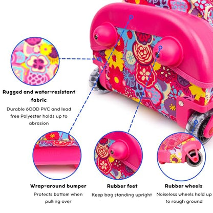 J World Sunny Rolling Backpack for Kids. Roller Bag With Wheels, Poppy Pansy - color: Poppy Pansy